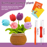 Flower Crochet Kit, Crochet Starter Kit Potted Plants with Step-by-Step Video Tutorials for Complete Beginners Adults