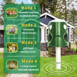 360°Ultrasonic Animal Repeller Cat Repellent Outdoor, Dog Repellent, Motion Sensor & Flashing Light, Repel Dogs, Deer, Fox, Raccoon, Skunk, Rabbit, Squirrels, Coyote Deterrent