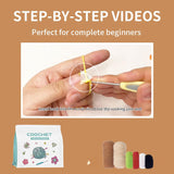 Crochet Kit for Beginners, Crochet Starter Kit with Step-by-Step Video Tutorials ,Learn to Crochet Kit, Beginner Crochet Kit for Adults Kids Complete Knitting Kit