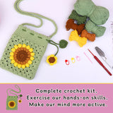 Crochet Kit for Beginners Phone Bag Beginners Adult Crochet Kit, Crochet Craft Starters Kits for Adults Include Crochet Yarn Crochet Tools Supplies and Easy Step-by-Step Video Tutorials