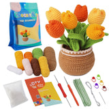 Flower Crochet Kit, Crochet Starter Kit Potted Plants with Step-by-Step Video Tutorials for Complete Beginners Adults