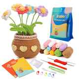 Flower Crochet Kit, Crochet Starter Kit Potted Plants with Step-by-Step Video Tutorials for Complete Beginners Adults