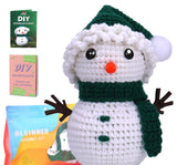 Christmas Snowman Crochet Kit for Beginners, Crochet Starters Kit Adult, Complete Little Snowman Craft Knitting Kit with Crochet Hooks Yarns Step-by-Step Video Tutorials