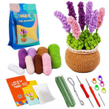 Flower Crochet Kit, Crochet Starter Kit Potted Plants with Step-by-Step Video Tutorials for Complete Beginners Adults