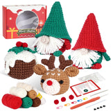 Christmas Crochet Kit for Beginners, Crochet Starter Kits for Adults Amigurumi Craft Knitting Crochet Animals Kits with Step-by-Step Video Tutorials