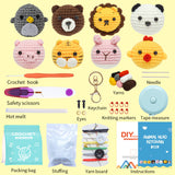 WAWAJI Animals Kit, Crochet Kit for Beginners, Crochet Starter Learn to Crochet Set with Step-by-Step Video Tutorials Instructions, Yarn, Hook, Instruction, and Accessories