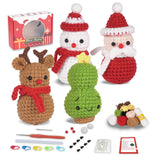 Christmas Crochet Kit for Beginners, Crochet Starter Kits for Adults Amigurumi Craft Knitting Crochet Animals Kits with Step-by-Step Video Tutorials